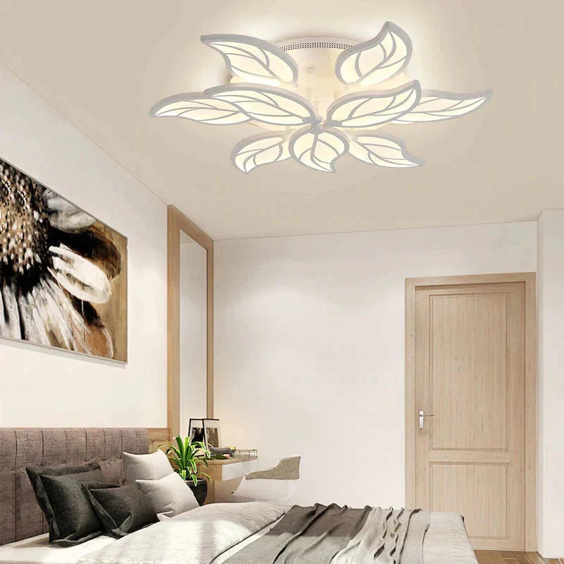 Plafonnier LED en forme de feuille de style nouveau pour salon, salle d'étude, chambre à coucher, décoration de la maison, luminaires avec télécommande APP