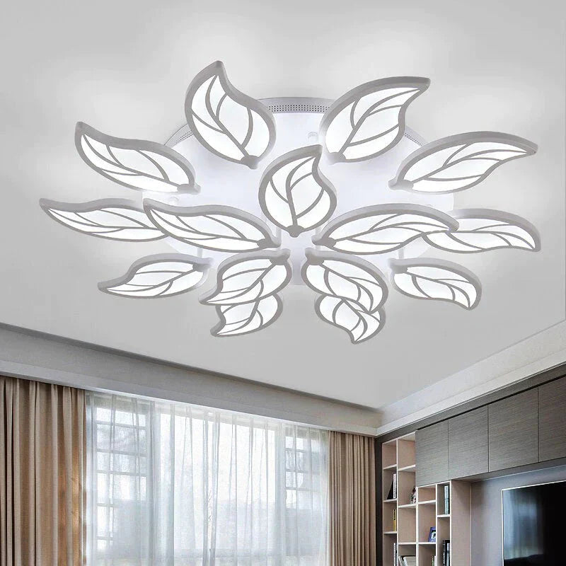 Plafonnier LED en forme de feuille de style nouveau pour salon, salle d'étude, chambre à coucher, décoration de la maison, luminaires avec télécommande APP