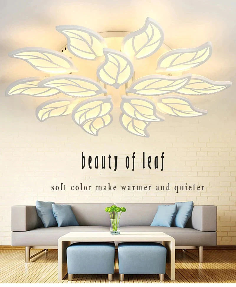 Plafonnier LED en forme de feuille de style nouveau pour salon, salle d'étude, chambre à coucher, décoration de la maison, luminaires avec télécommande APP