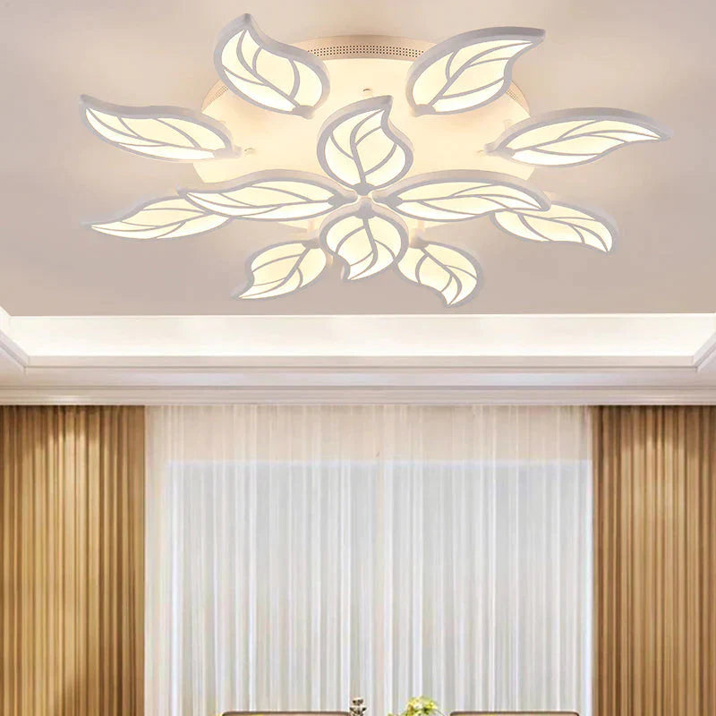 Plafonnier LED en forme de feuille de style nouveau pour salon, salle d'étude, chambre à coucher, décoration de la maison, luminaires avec télécommande APP