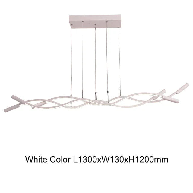New Wave Aluminum Modern Led Pendant Light For Dining Room Living Kitchen Room Matte Black Or White Color Pendant Lamp