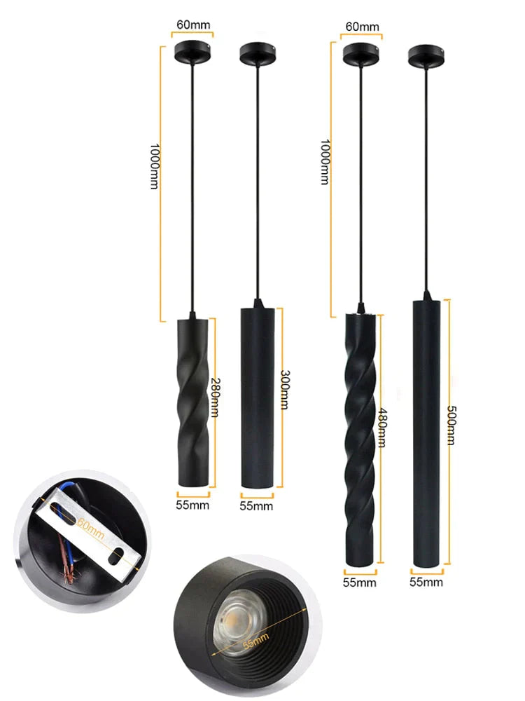 Lampe suspendue à intensité variable, lampe suspendue, îlot de cuisine, salle à manger, magasin, bar, comptoir, décoration, tuyau cylindrique, lumières de cuisine