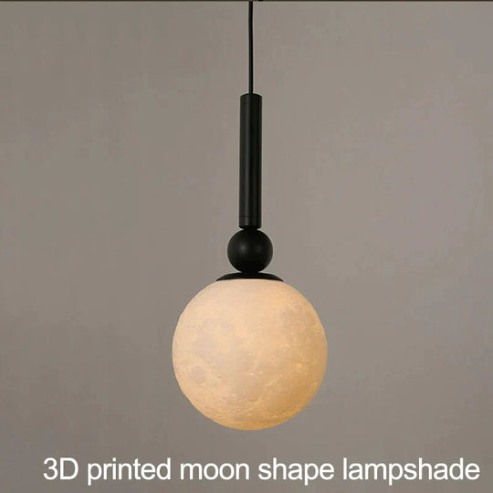 Lampes suspendues 3D Abat-jour lunaire Luminaires Luminaria Salon Bar Chambre Postmoderne Éclairage suspendu Lustre Pendente