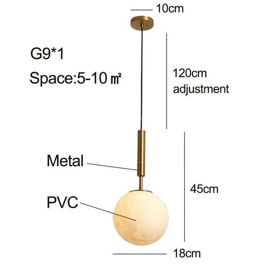 Lampes suspendues 3D Abat-jour lunaire Luminaires Luminaria Salon Bar Chambre Postmoderne Éclairage suspendu Lustre Pendente