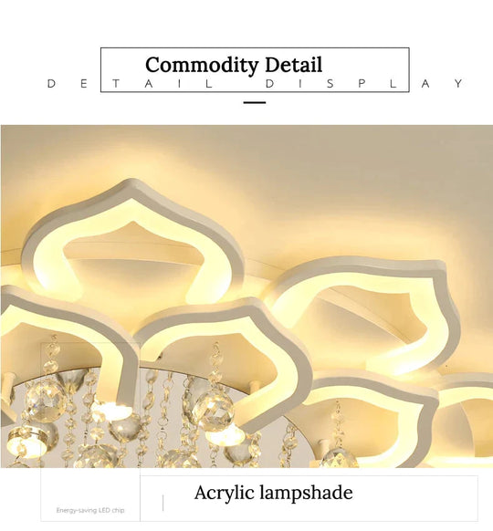 White Acrylic Modern Chandelier Lights For Living Room Bedroom Remote Control Led Indoor Lamp Home Dimmable Lighting Fixtures De