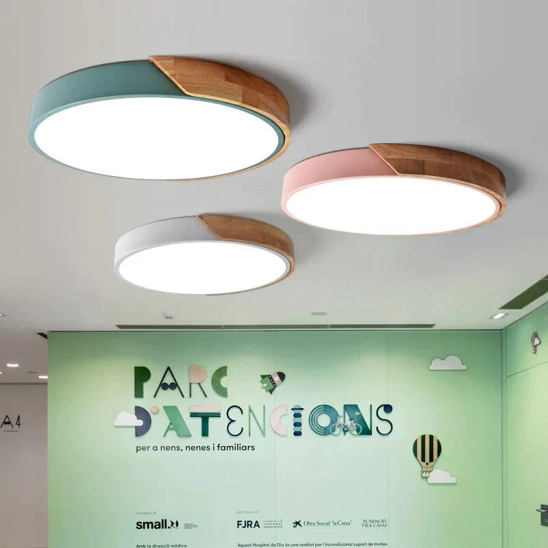 Plafonnier LED moderne Macarons Lampe d'intérieur colorée Bois Ferronnerie Acrylique Cuisine Chambre Foyer Décoration Luminaire