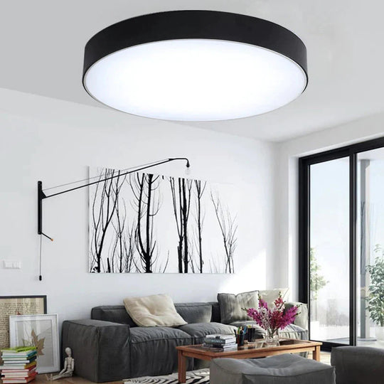 Plafonniers LED ronds modernes en fer noir et blanc pour salon, chambre à coucher, lampes de plafond d'intérieur