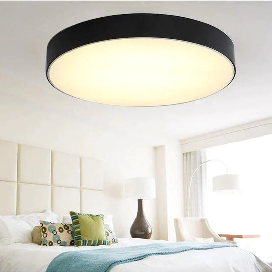 Plafonniers LED ronds modernes en fer noir et blanc pour salon, chambre à coucher, lampes de plafond d'intérieur