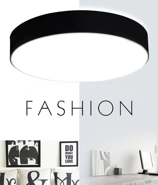 Plafonniers LED ronds modernes en fer noir et blanc pour salon, chambre à coucher, lampes de plafond d'intérieur