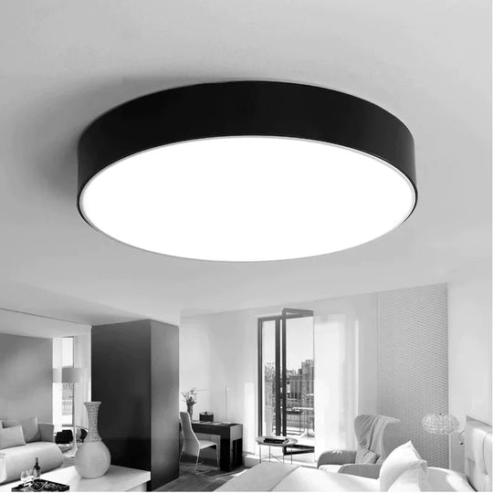 Plafonniers LED ronds modernes en fer noir et blanc pour salon, chambre à coucher, lampes de plafond d'intérieur