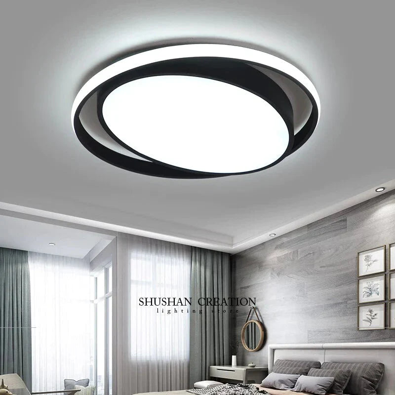 Lustre de plafond à LED noir/blanc, nouvel arrivage, pour salon, bureau, chambre à coucher, lustre de plafond à LED moderne en aluminium