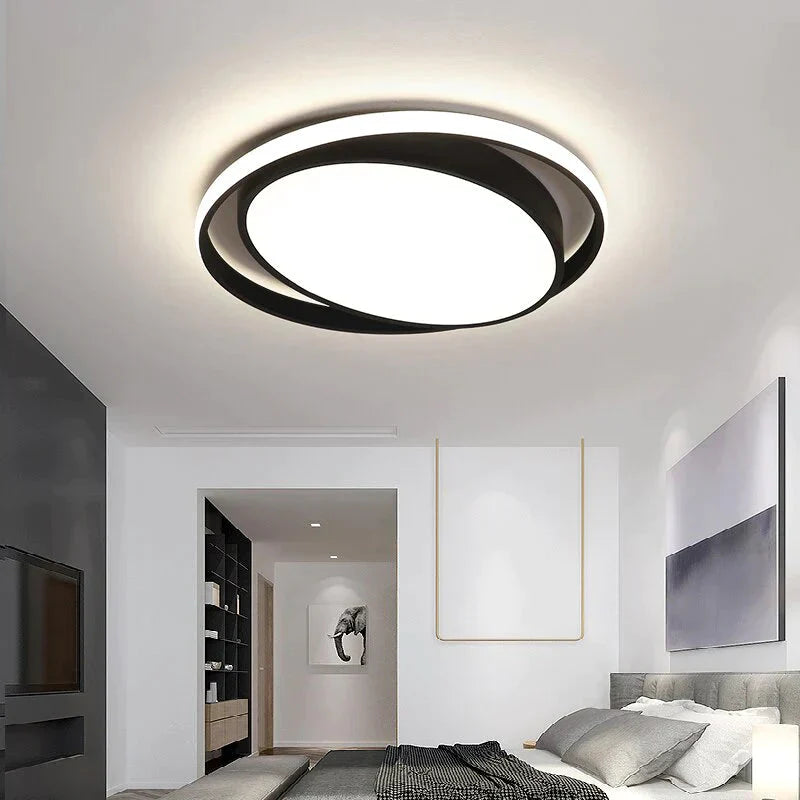 Lustre de plafond à LED noir/blanc, nouvel arrivage, pour salon, bureau, chambre à coucher, lustre de plafond à LED moderne en aluminium