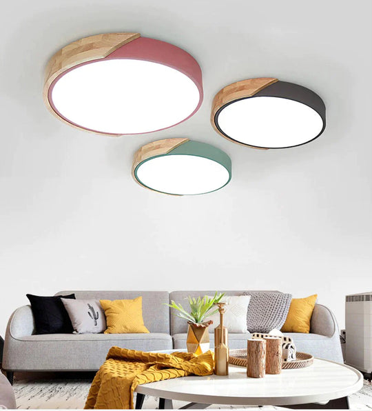 Plafonniers à LED en bois modernes pour salon, chambre à coucher, cuisine, lampe de plafond à LED ultra-mince de 5 cm pour hall