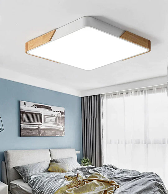 Plafonniers à LED en bois modernes pour salon, chambre à coucher, cuisine, lampe de plafond à LED ultra-mince de 5 cm pour hall