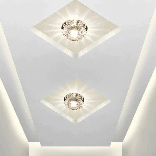 Modern LED Chip Crystal Aisle Lamp Solid Stainless Steel Base Surface Mounted Ceiling Lamp For Living Room Corridor