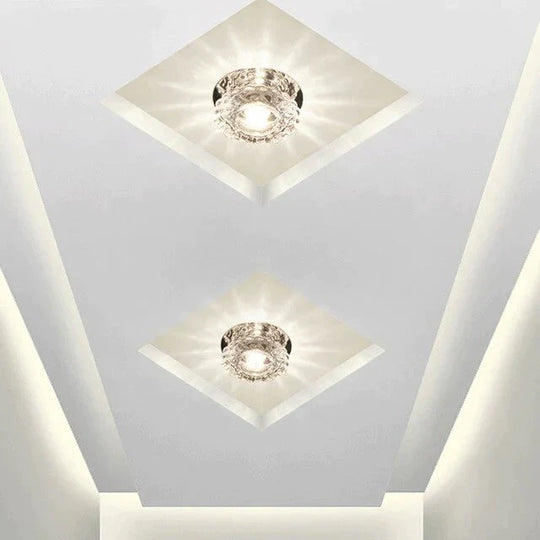 Modern LED Chip Crystal Aisle Lamp Solid Stainless Steel Base Surface Mounted Ceiling Lamp For Living Room Corridor