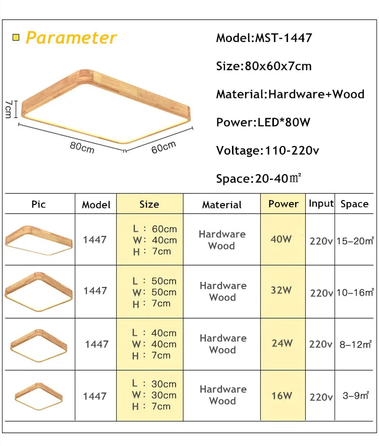 Plafonnier nordique simple et moderne en bois de chêne ultra fin à LED