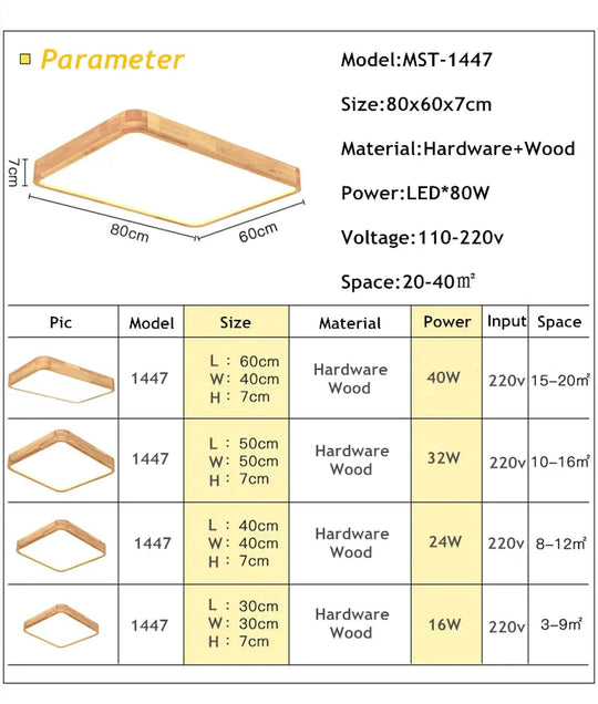 Plafonnier nordique simple et moderne en bois de chêne ultra fin à LED