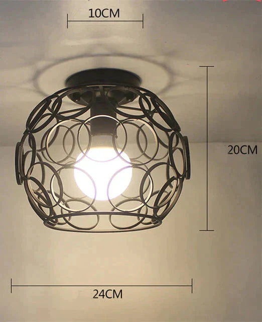 Vintage Ceiling Lights Lustre Luminaria Led Lamp Loft Iron Cage Fixtures Lighting