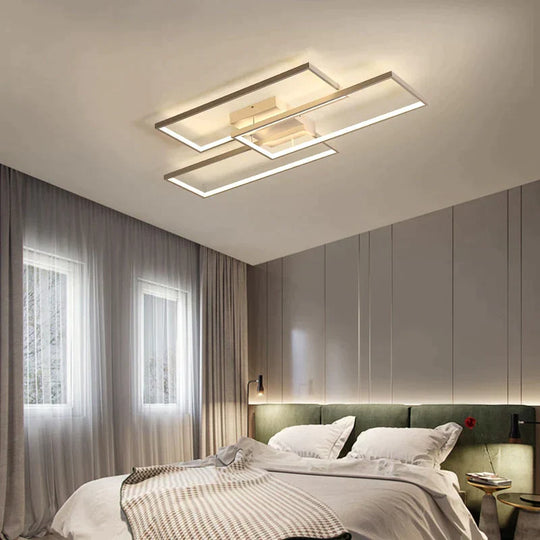 Rectangle Black/White Color Modern Led Dimmable Ceiling For Living Room Bedroom Light