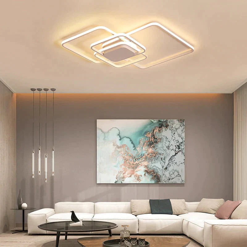 Rectangle Modern Led Ceiling Lights For Living Room Bedroom Study White/Brown Color Square Lamp With