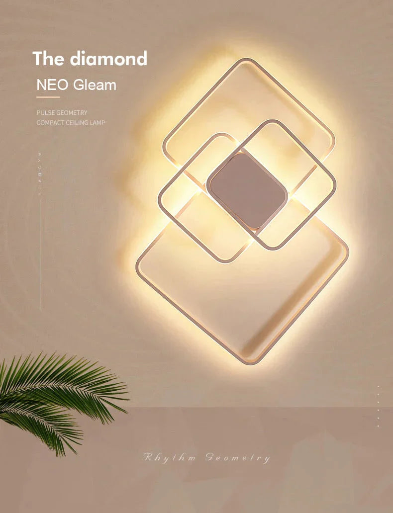 Rectangle Modern Led Ceiling Lights For Living Room Bedroom Study Room White/Brown Color Square Ceiling Lamp With RC