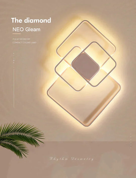 Rectangle Modern Led Ceiling Lights For Living Room Bedroom Study White/Brown Color Square Lamp With
