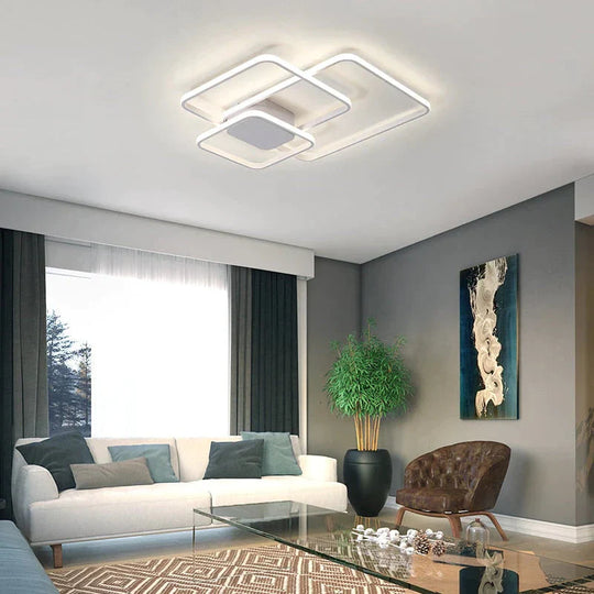 Rectangle Modern Led Ceiling Lights For Living Room Bedroom Study Room White/Brown Color Square Ceiling Lamp With RC
