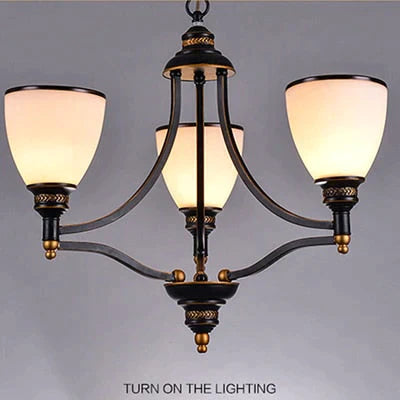 Vintage European Style Oil Rubbed Bronze 3/5/6/8 Light Glass Chandelier Shades