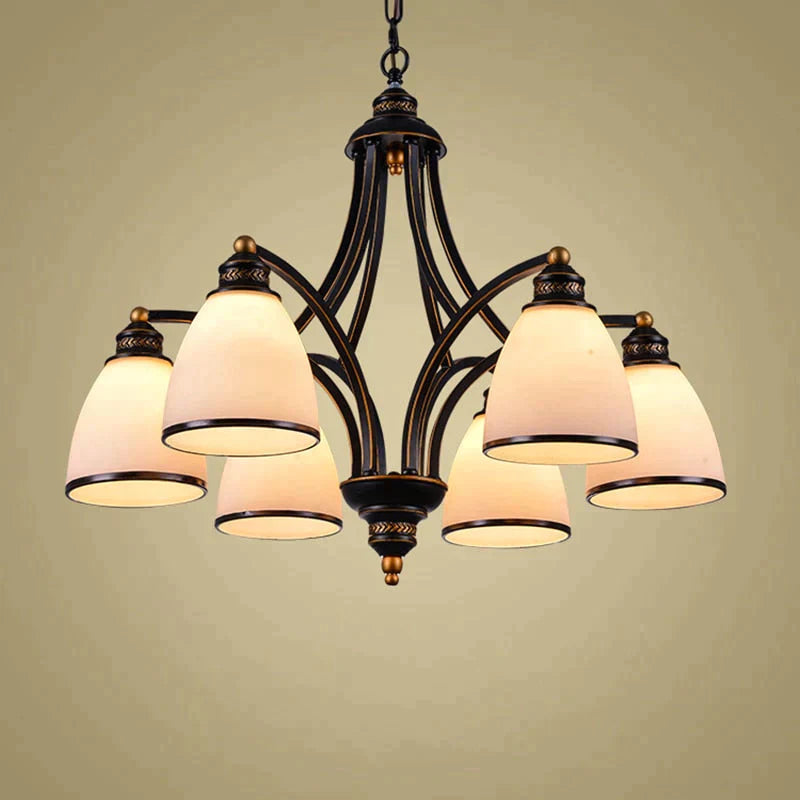 Vintage European Style Oil Rubbed Bronze 3/5/6/8 Light Glass Chandelier Shades