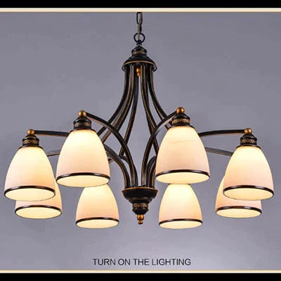 Vintage European Style Oil Rubbed Bronze 3/5/6/8 Light Glass Chandelier Shades